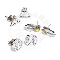 Harry Potter Deathly Hallows/Golden Snitch/Platform Stud Earring Set