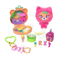 Plyšový medvídek Polly Pocket - kompaktní panenka a klíčenka
