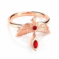 Harry Potter Sterling Silver Fawkes Rose Gold Plated Ring Size Large