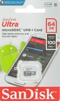 Sandisk MicroSDXC Ultra 64GB (80MB/s, Class 10 UHS-I, Android) + adaptér