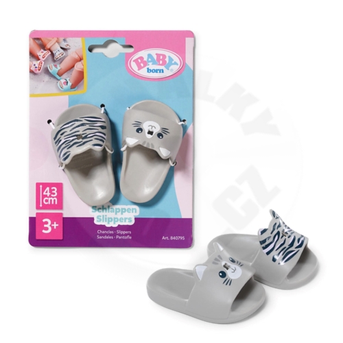 BABY born Pantofle se vzory, 43 cm - šedivá