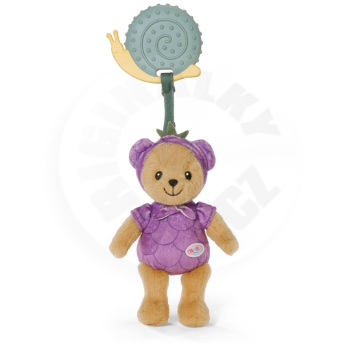 BABY born for babies Medvídek Teddy s kousátkem , 18 cm - fialový borůvka