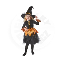 Kostým dětský Čarodějka oranžovo-černá vel. 7-9 let