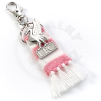 Přívěsek na batoh s růžovým pruhovaným šálem a motivem ptáka z fotbalového klubu Liverpool