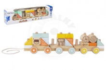 Teddies Train wood pulling 21 pieces in a box 48x12x8,5cm 12m + Teddies Train wood pulling 21 pieces in a box 48x12x8,5cm 12m +