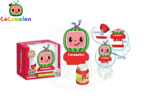 Cocomelon bublifukovač ve tvaru Melon TV na baterie s náplní 60ml v krabičce