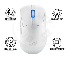 ASUS myš ROG Keris II Ace - drátová + bezdrátová - bílá
